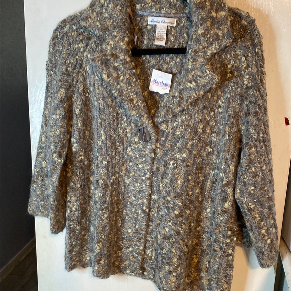 Marisa Christina Gray Cardigan Sweater with 3/4 Sleeves